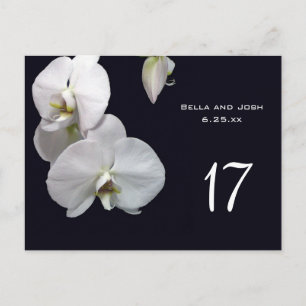White Orchids Wedding Table Card Postca