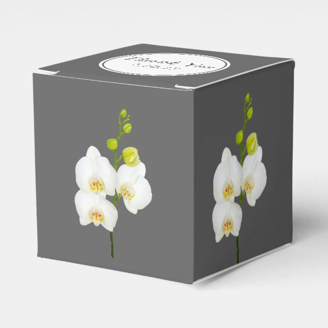 White Orchids Wedding Thank You Favour Box (Front Side)