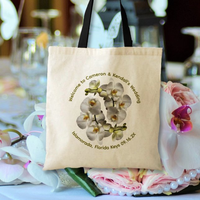 White Orchids Wedding Welcome Custom Tote Bag (Creator Uploaded)