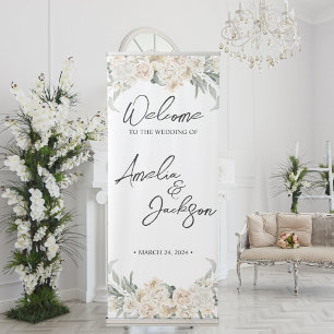 White orchids Welcome to our wedding Welcome Sign