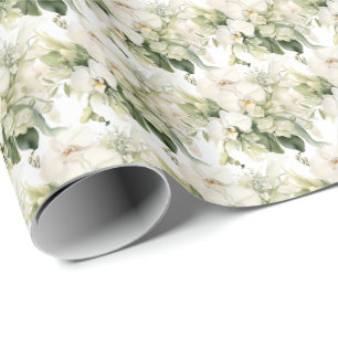 White Orchids Wrapping Paper