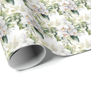 White Orchids Wrapping Paper