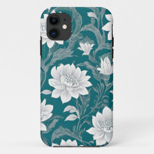 White oriental flower design iPhone 11 case