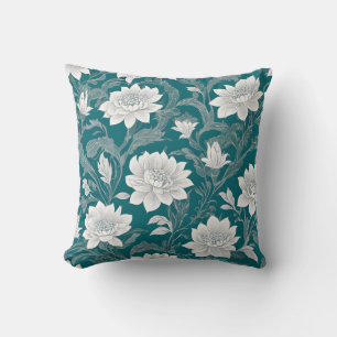White oriental flower design cushion