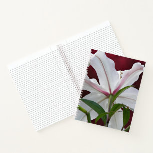 White Oriental Lily Bloom Floral Notebook
