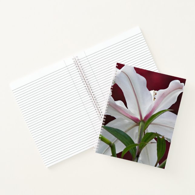 White Oriental Lily Bloom Floral Notebook (Inside)