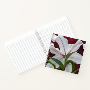 White Oriental Lily Bloom Floral Notebook