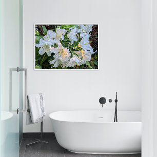 White Oriental Lily Blooms Floral Photo Print