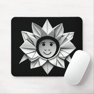 White Origami Star With Smile Mouse Mat
