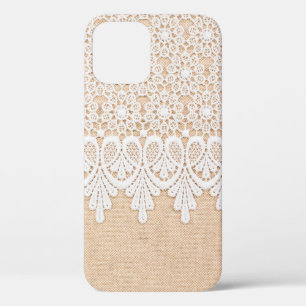 White Ornamental Lace over fabric design iPhone 12 Case