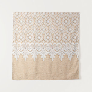 White Ornamental Lace over fabric design Tapestry