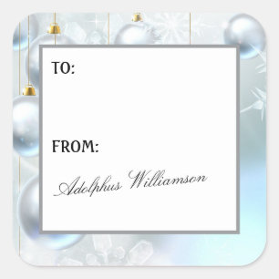 White Ornaments Christmas Gift Label