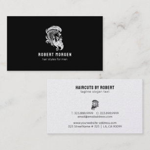 White ornaments man's haircut logo business card