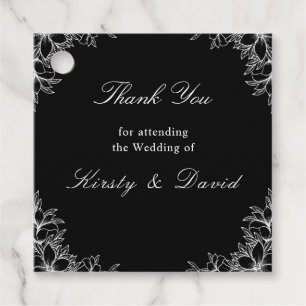 White Ornate Floral Wedding Favour Tags