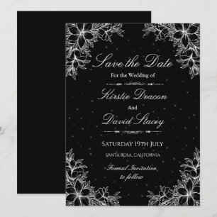 White Ornate Floral Wedding Invitation 