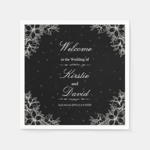 White Ornate Floral Wedding Napkin