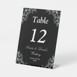 White Ornate Floral Wedding Pedestal Sign