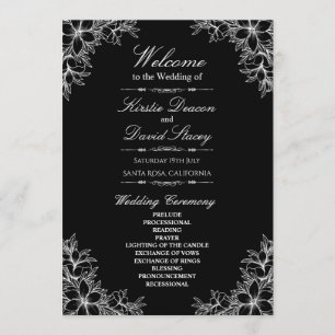 White Ornate Floral Wedding Programme