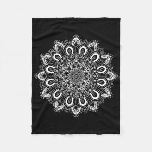 White Ornate Lotus Flower Yoga Mandala _1 Fleece Blanket