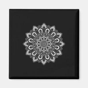 White Ornate Lotus Flower Yoga Mandala Magnet