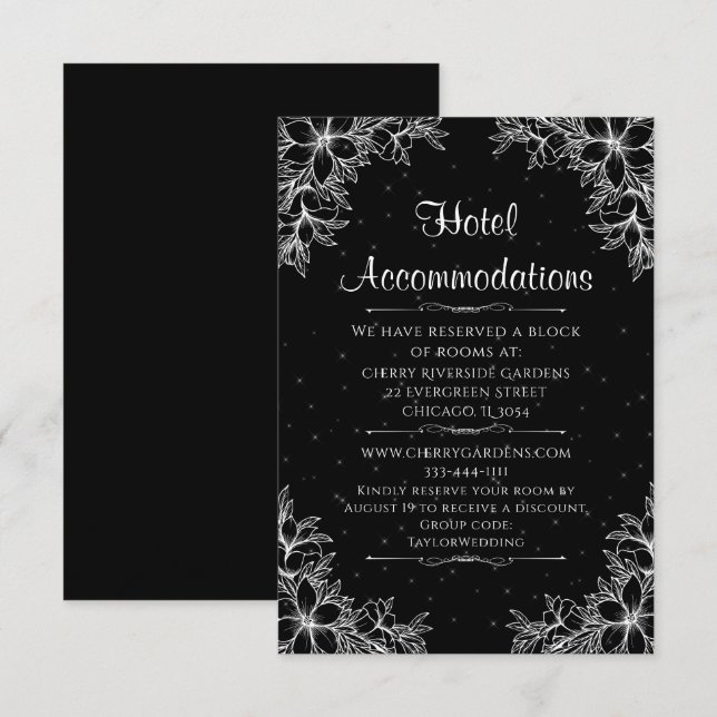White Ornate Wedding Hotel Accommodation Enclosure Card (Front/Back)