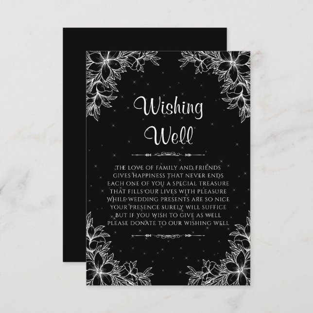 White Ornate Wedding Wishing Well Enclosure Card (Front/Back)