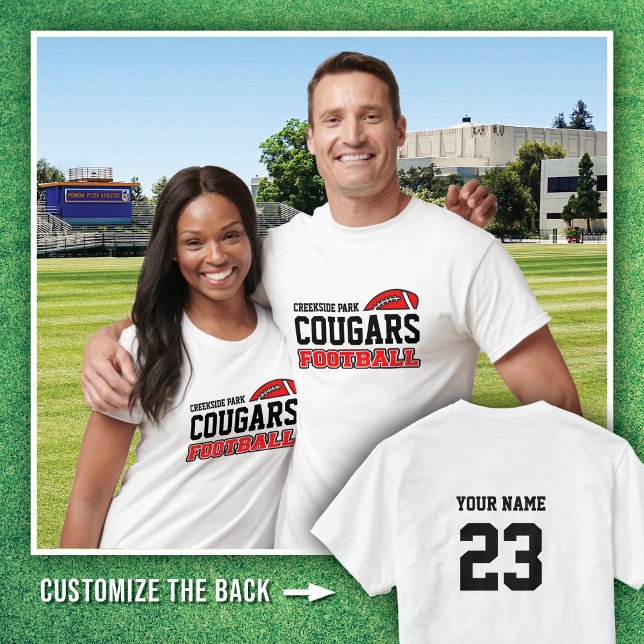 WHITE OUT Creekside Park Cougars Football name # T-Shirt (Creator Uploaded)