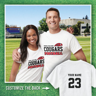 WHITE OUT Tomball High Cougars Football name # T-Shirt