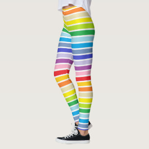 White Outlined Broader Spectrum Rainbow Stripes Leggings