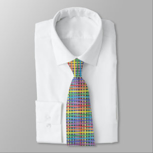 White Outlined Rainbow Weave Tie