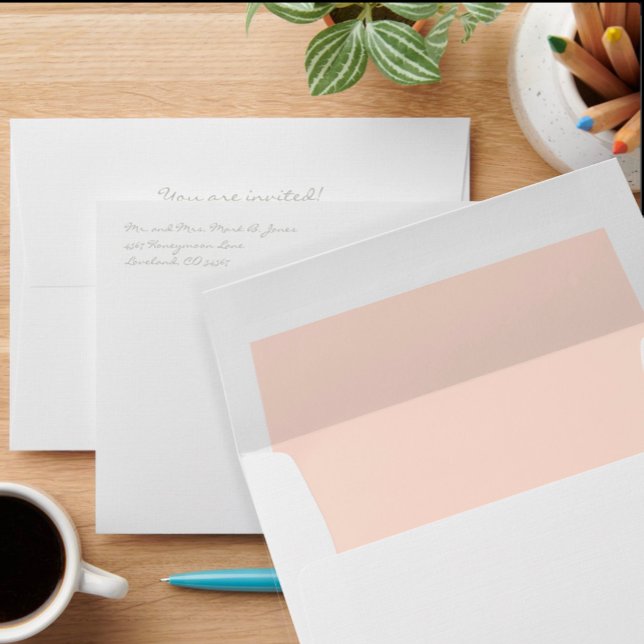 White Outside Pastel Peach Inside Wedding Envelope (Creator Uploaded)
