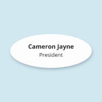 White Oval Name Tag Pin or Magnetic Professional