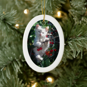 White Oval Shape Photo Frame Ceramic Tree Decoration