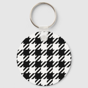White over black Houndstooth pattern  Key Ring