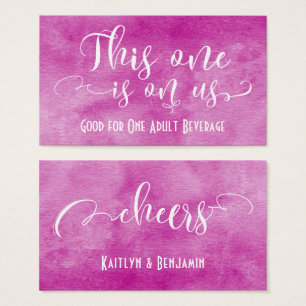 White Over Hot Pink Watercolor Drink Tickets