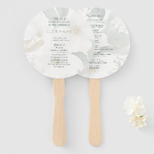  White Overlay   Floral Watercolor Wedding Hand Fan