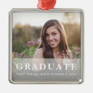 White Overlay Graduation Photo Metal Tree Decoration