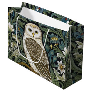 White owl art nouveau style large gift bag