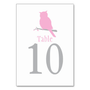 White owl bird wedding pink event table numbers