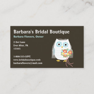 White Owl Bride with Flower Bouquet  Business Card