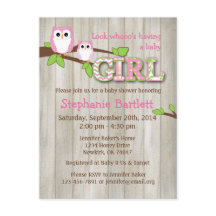 White Owl Chevron Baby Shower Invitation