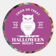 White Owl Halloween Night Colourful Plaid