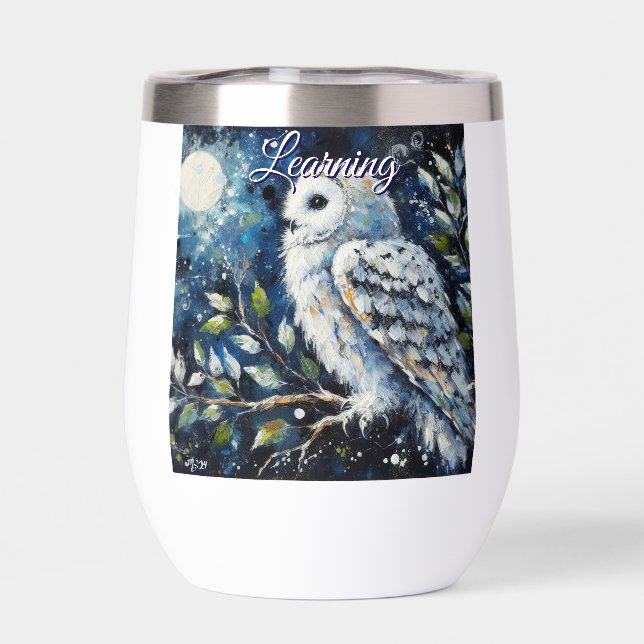 White Owl On Branch in Moonlight Personalised (Back)