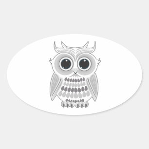 White Owl Oval Sticker