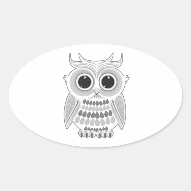 White Owl Oval Sticker (Front)