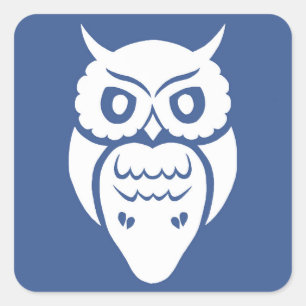 White Owl Square Sticker