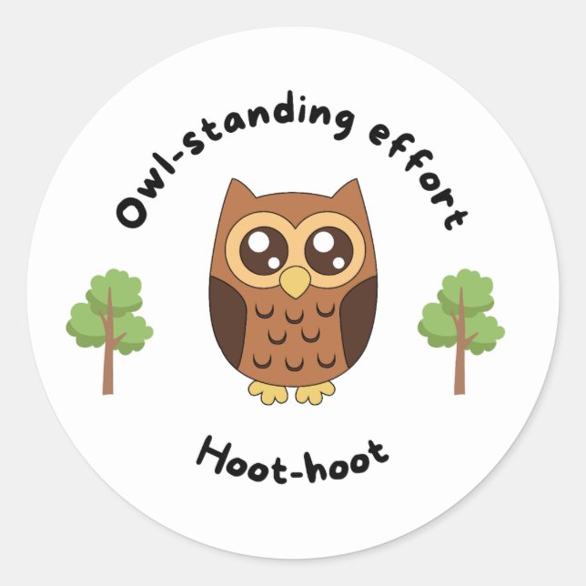 White owl tree teacher reward classic round sticker (Front)
