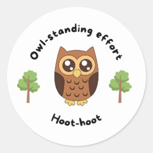 White owl tree teacher reward classic round sticker