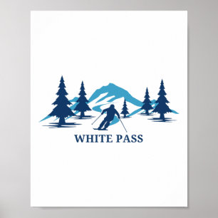 White P Washington Ski Resort Skiing Skier Poster