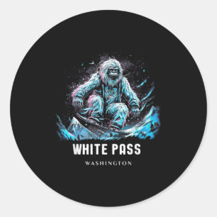 White P Washington Ski Skiing Skier _1  Classic Round Sticker